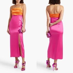 NWT Alice + Olivia Tangerine and Candy Pink Lilita Midi Dress